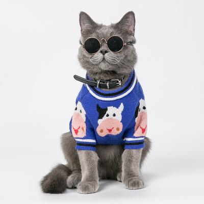 China Sustainable Popular Dog Clothing Apparel Designer Warm Coat Pet Sweater Colorful Striped Pet Clothes Coat for sale