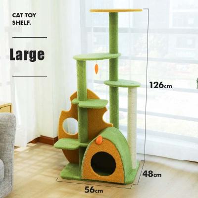 China Sustainable Multilayer Wooden Kitten Katzen Scratch Pet Cat Toys Climbing Pole Morocco Pet Products Luxury Cat Tree Scratching Sisal for sale