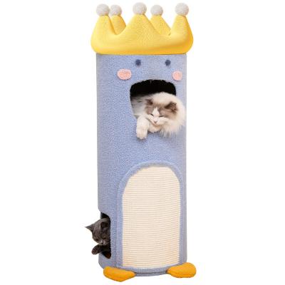 China Four Season Sustainable Multi-Purpose Semi-Enclosed Multi-Layer Wooden Cat Climbing Tree for sale