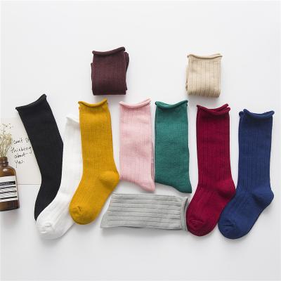 China 2020 New Tide Spring Tide Kids Girl Socks Sporty Candy Color Tube Socks Striped Curling Children's School Stack Toddler Socks for sale