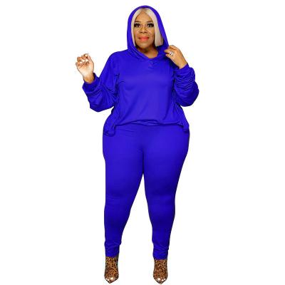 China Cheap custom casual solid color black plus size 5xl latest sheath long hoodie with pants woman brick plus size set two piece for sale