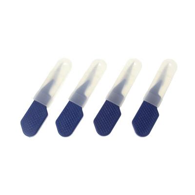 China Inch Knob Stainless Steel Disposable Scalpel Short Blade With Plastic Handle for sale