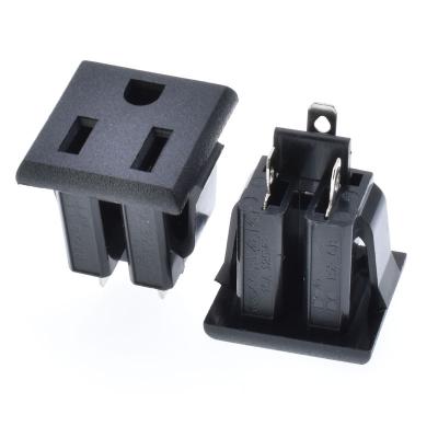 China Industrial Snap In Type 110v Usa AC Power Plug Copper Type One Power Outlet 3p 125v 15a Black for sale