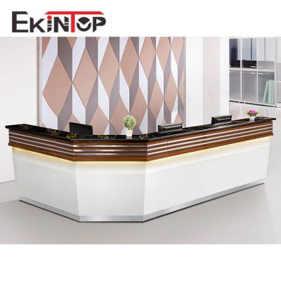 China Glass Reception Desk Furniture Office Counter Design Top Reception for sale