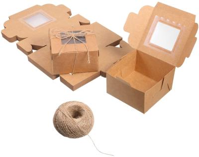 China Recyclable Wholesale Paper Bag Cardboard Packaging Box Meal Delivery Transparent Square Bottom Food Packaging for sale