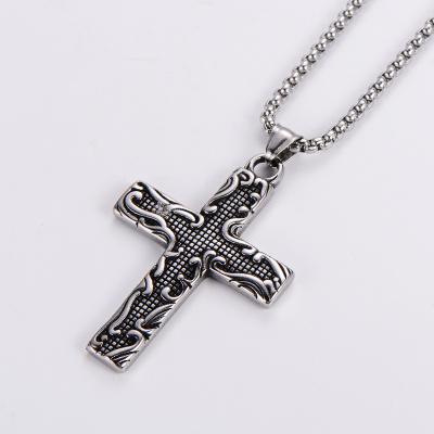 China Punk Faith prayer cross totem solid rubbing bottom sand craft hip hop pendant necklace for sale