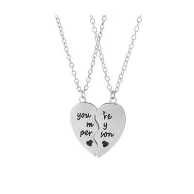 China Europe and America Best Selling Popular Style Customized Statement Heart Pendant Necklace Jewelry Alloy For Couples for sale