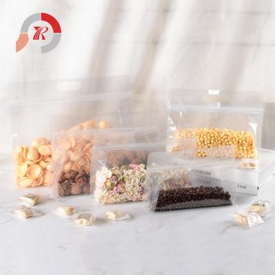 China New Moisture-proof Clear Transparent Wide Flat Bottom Stand Up Cereal Rice Ziplock Pouch With Handle for sale