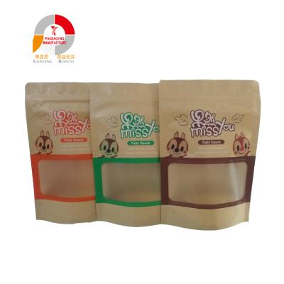 China Aseptic Eco Friendly Resealable Window Paper Snacks Nut Soft Packaging Bag for sale