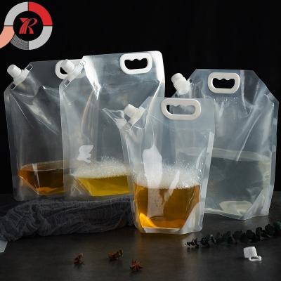 China 1L 2L 5L 10L Recyclable Portable Stand Up Bag Water Soup Oil Resistant Bags With Handle And Spout For Liquid Packing Food Packaging for sale