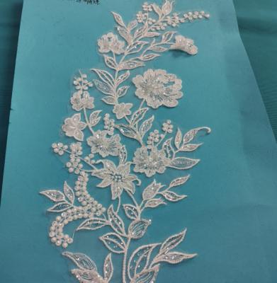 China New viable beading embroidery flower lace for wedding dress for sale