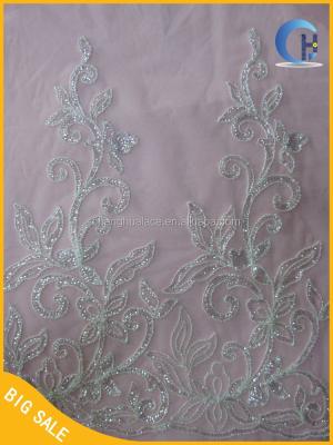 China Workable Embroidery Saree Border Lace Trimming For Wedding Dress With Beads, Ladies Suits Lace Up Design (CH1415) for sale