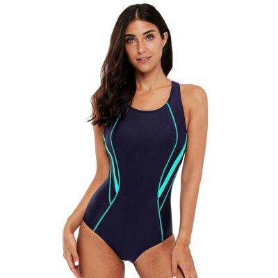 China Breathable Mesh Panel Sports One Piece Leg Length Swimwear Women Breathable Swimwear Women for sale