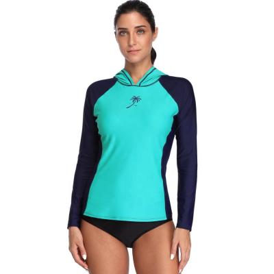 China Antibacterial Custom Design UPF50+ Long Sleeve Anti-UV Womens Rash Guard With Zip Hoodie for sale