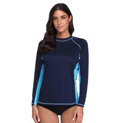 China 2019 UPF50+ Antibacterial Custom Printed Patchwork Anti-UV Long Sleeve Women Rash Guard for sale