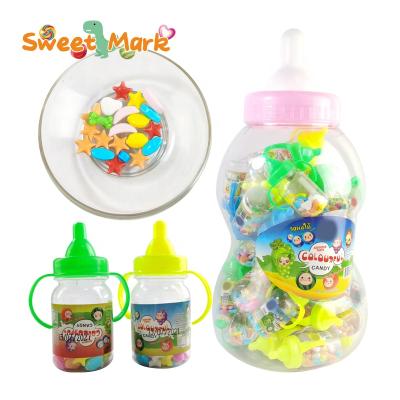 China Normal Funny Plastic Baby Bottle Candy Mixed Fruit Press Candy for sale