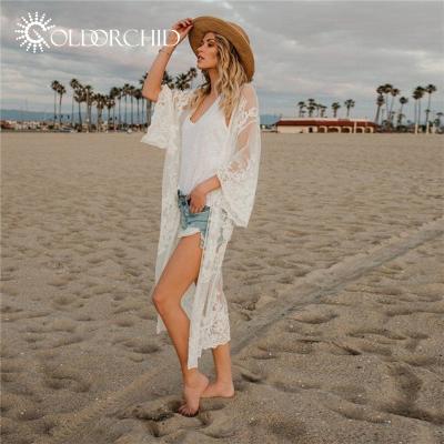 China Embroidery Women's Breathable Swimwear Cover Up Maxi Dresses For Beach for sale