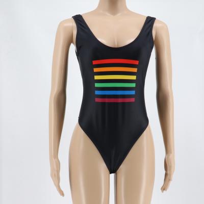 China 2021 OEM China Factory Swimwear Black Strpie Colorful Custom Swimsuit Women One Piece Swimwear for sale