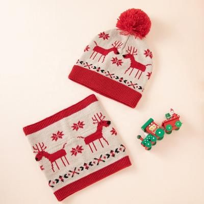 China European and American Style Children's Winter Festival Knitted Scarf Hat Set for Christmas Gift for sale