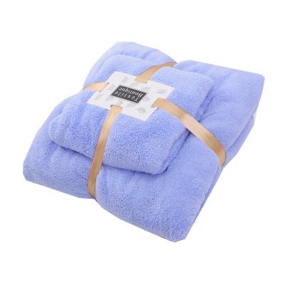 China Sustainable Coral Fleece Bath Towel + Towel Set Extra Thicker Soft Quick-Drying Towel for sale