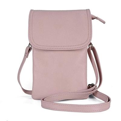 China SJB-01Custom Logo Fashion Women Small Body Flap Mobile Phone Wallet Leather Purse Cross Pocket Bag for sale