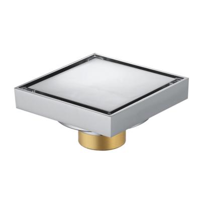 China Modern Hot New Kingchun Brass Floor Drain Cover Gold Square Tile Insert Floor Drain for sale