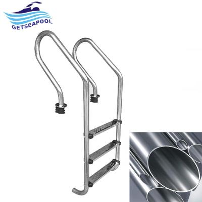 China Pedal Anti-Skid Foot Pedal With Mat Metallic Swim Escalator 3 Steps Stainless Portable Pool Ladder for sale