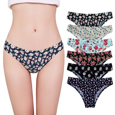 China Women Breathable High Quality One-piece Sexy Panties Ladies Females Leopard Flower Seamless Thong Underwear for sale