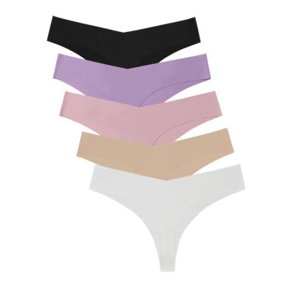 China Wholesale Custom Ice Silk Seamless Underwear Women Breathable Panties Sexy Thong Women's Panties for sale