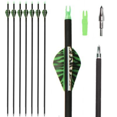 China 30 Inch Target Archery Arrows Carbon Arrow Spine 500 Blazer TIR Green White Feather With Replaceable Arrowhead for sale