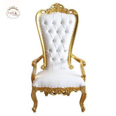 China Modern European Style Wooden High Back Throne Wedding Event Golden Sofa Chair for sale