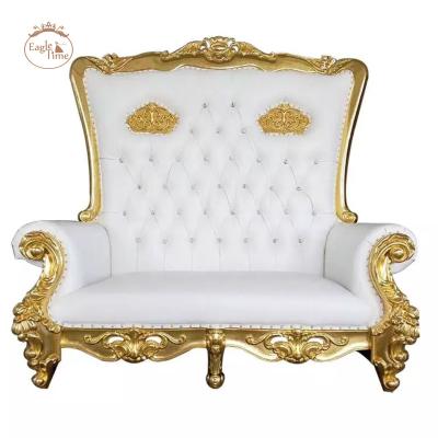 China Modern European Style High Modern King Queen Throne Sofa Sofa Gold Wood Back Luxury Chair for sale