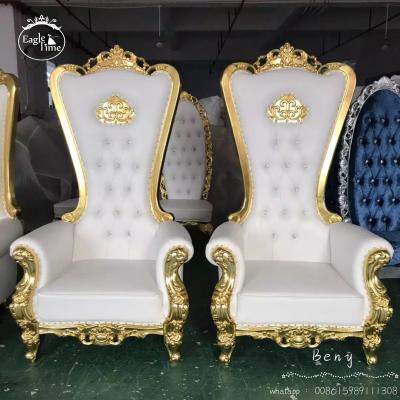 China European Premium Modern Vintage High Back Wooden King Throne Wedding Party Sofa Chair for sale