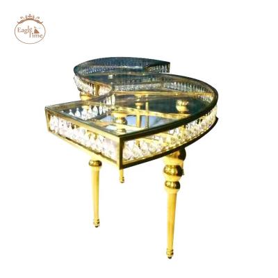 China S Shaped Round Combination Stainless Steel Modern Half Moon Crystal Large Dining Table for sale