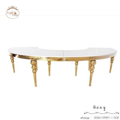 China Modern gold type O type hotel banquet wedding stainless steel dining table S type table for sale