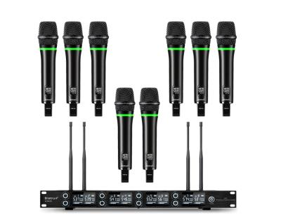 China 8-Channel Handheld Rechargeable Wireless Mics, UHF 295ft Range, Wireless Microphone Bietrun Dynamic Unidirectional Metal M for sale