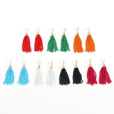 China European and American BOHEMIA Ethnic Beaded Women's All-match Handmade Retro Style Earrings Color Tassel Pearl Earrings Bohemian Women for sale