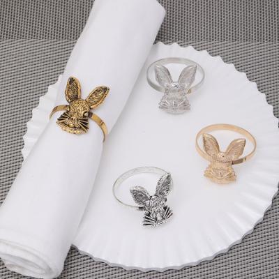 China Western Buckle Ring Metal Animal Napkin Ring Women Wholesale Vintage Easter Restaurant Bunny Napkin Cloth for sale