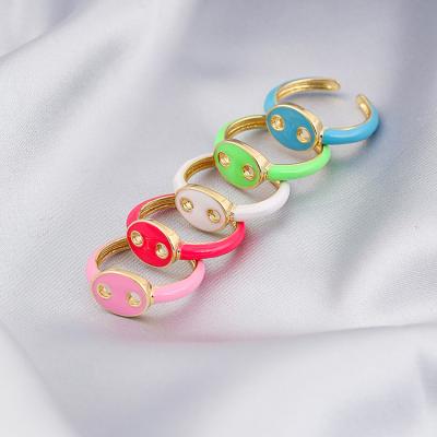 China FASHIONABLE Fashion Explosion Style Color Drip Oil Opening Adjustable Ring Design Pig Nose Ring Korean Female for sale