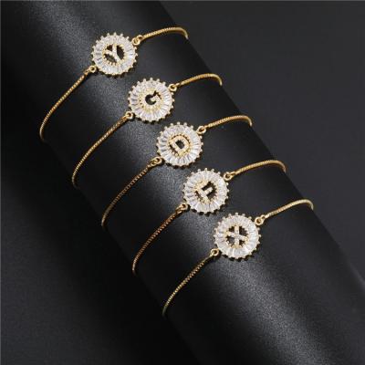 China A-Z Luxury Exquisite FASHIONABLE 26 Letters Adjustable Sliding Bracelet Korea Zircon Bracelet Shiny Women Wholesale for sale