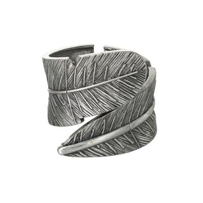 China European and American exaggerated minimalist female fashion retro vintage leaf bangle feather opening spring metal style bangle for sale