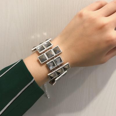 China Punk exaggerated unisex bracelet personality hip-hop couples irregular geometric glass crystal bracelet for sale