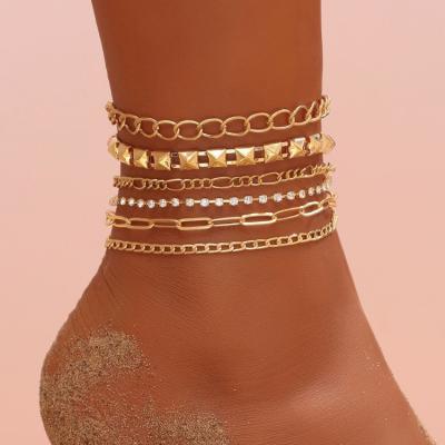 China Bohemia style butterfly rhinestone anklet chain punk women metal trombone fishbone chain beach Bohemian minimalist anklet for sale