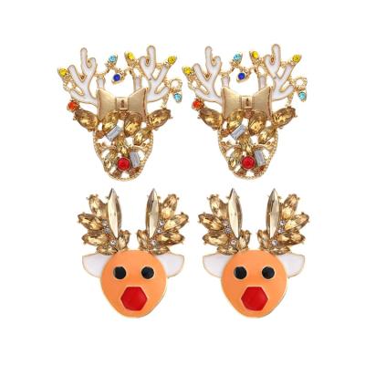 China Customized Color Snowflake Elk Elk Drip Earrings Cute Cute Enamel Christmas Oil Shape Animal Earrings Female Jewelry for sale