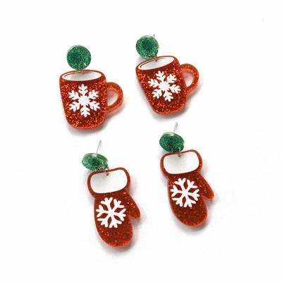 China Creative Christmas Santa Claus French Fries Earring New Product Cartoon Snowflake Cookies Cute Gingerbread Man Dangle Earrings for sale