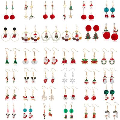 China FASHIONABLE Jewelry Christmas Series Cartoon Snowman Elk Long Circle Earrings Color Red Drip Hair Ball Earrings Dangle Female for sale