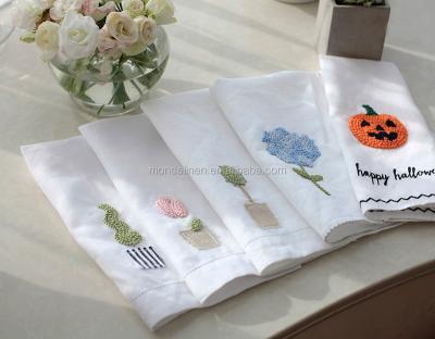 China Home Textile 100% Pure Linen Napkin With Openwork Embroidery Or Hemming for sale