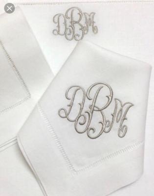 China Viable 100% French linen towel with monogram and embroidery openwork hemmed towel for sale