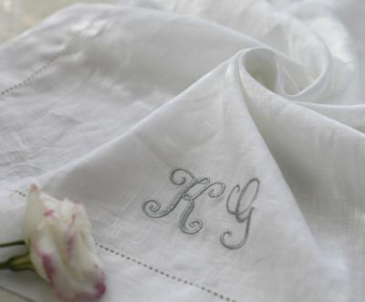 China White 100% Linen Disposable Towel Wedding Monogram And Day for sale