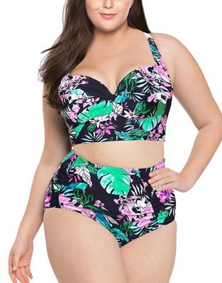 China Wholesale 2021 Bademode Kurze Bikin Breathable Quality Woman Bath Suit Two Piece Plus Size Bikini Print Flower Swimwear For Women for sale